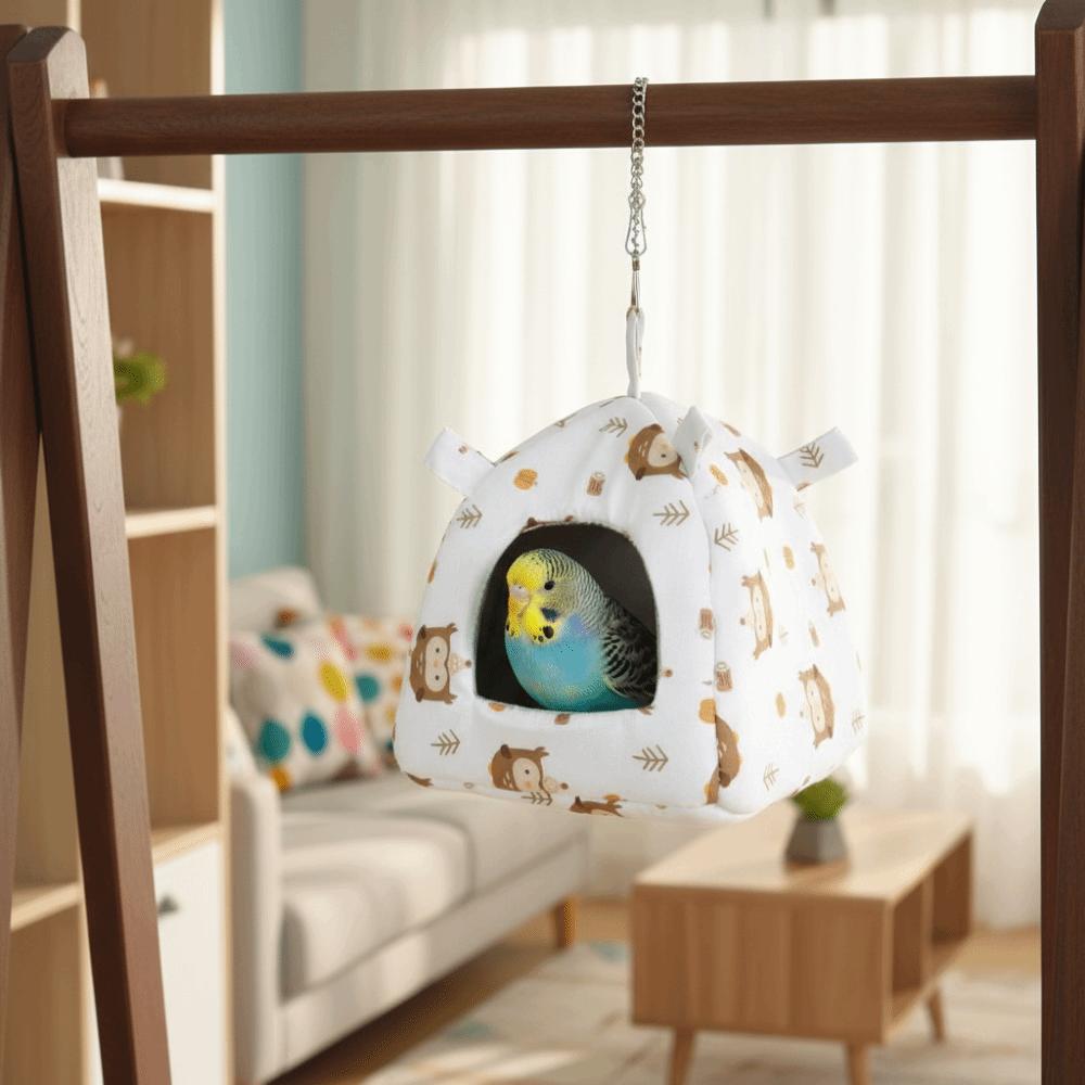 Süße Warme Papageien Hängematte Cartoon Druck Design Hamsterkäfig Nest mit Matte Vlies Vogel Versteckbett Herbst Winter