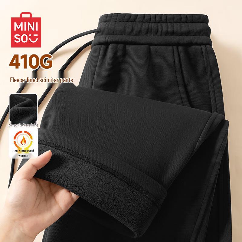 

MINISO Men s Fleece-Lined Curved Leg Casual Trousers 3XL