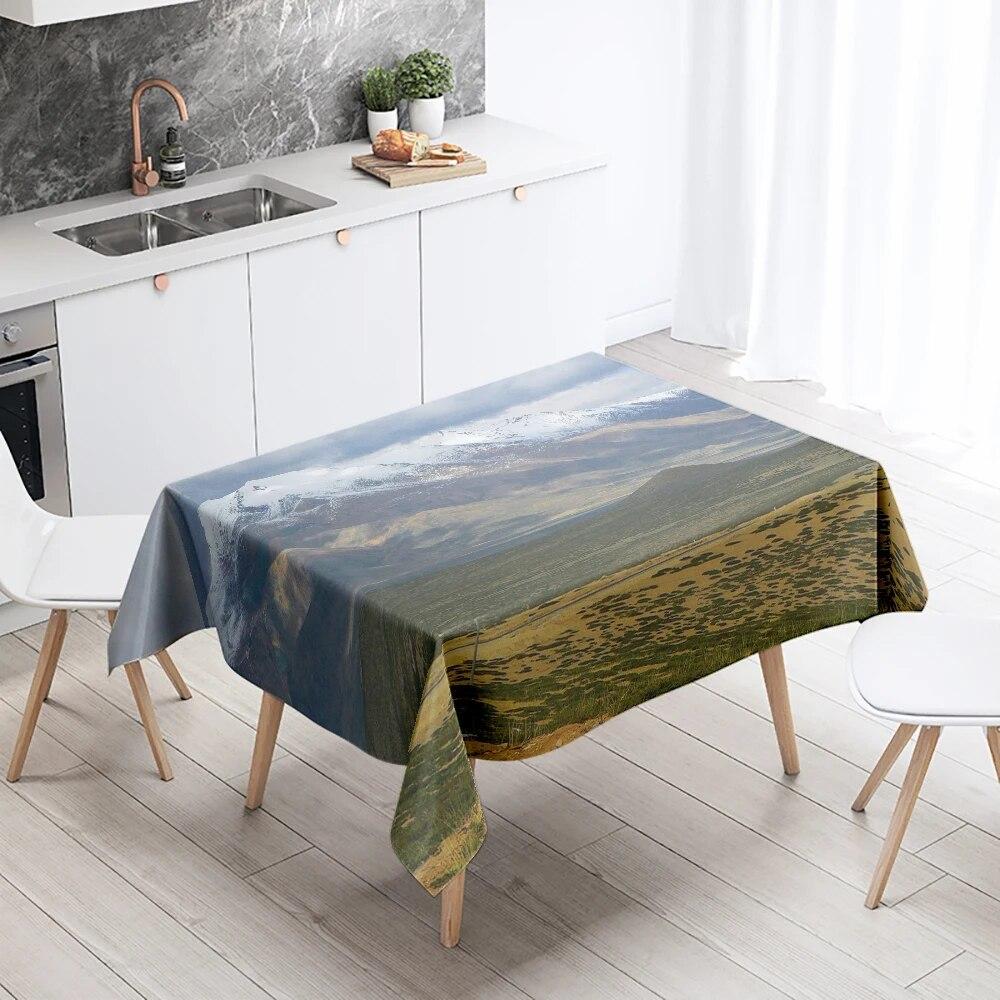 Natural World Scenery Tablecloth Landscape  Anti-Stain Waterproof Rectangular  Kitchen Table Home Decor
