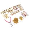 Jewelry Making Kit Beads Bracelet Earrings Craft Set with Pendants Charm Pliers for Necklace Keychain Gift Gold