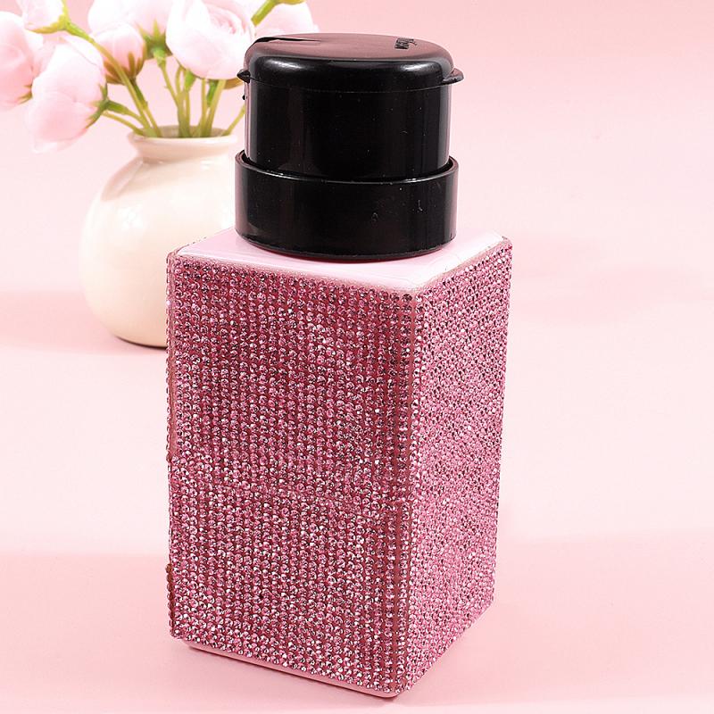 1 Pcs Diamond Nail Refillable Bottles Empty Press Pump Dispenser Nail Art Polish Remover Cleaner Makeup Bottle Manicure Tool