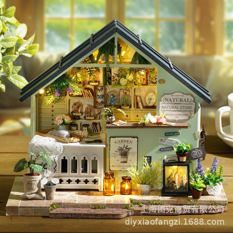 Wooden DIY Miniature House Kit - Baking Room Plant Studio Model Adults 15