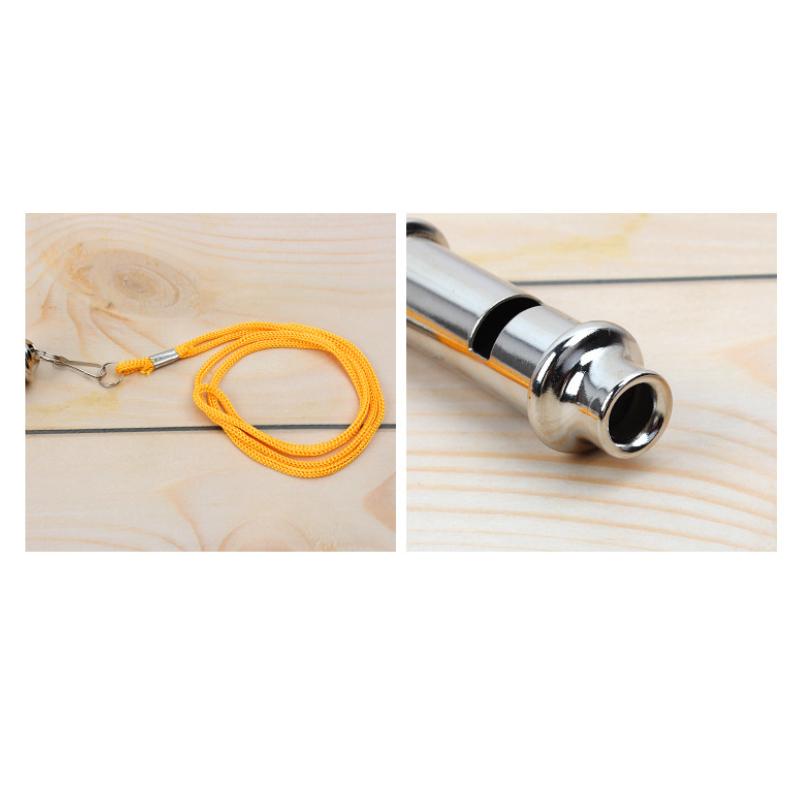 Metal Referee Whistle With Lanyard Neck Rope Cord Emergency Security Outdoortrainning Whistle 1Pc