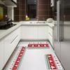 Christmas Kitchen Anti-slip Mat Carpet Flannel Door Mat Three-piece Set 45*120CM/50*80CM/40*60CM