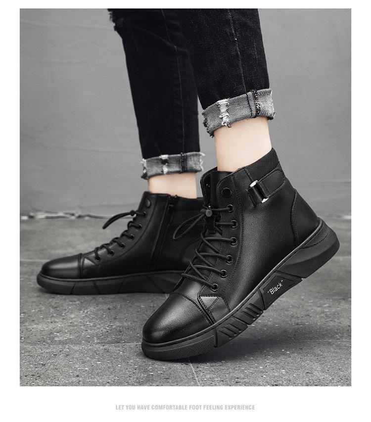 Winter velvet Martin boots men's high-top men's casual leather boots 2025 popular British thickened warm short boots cotton shoes