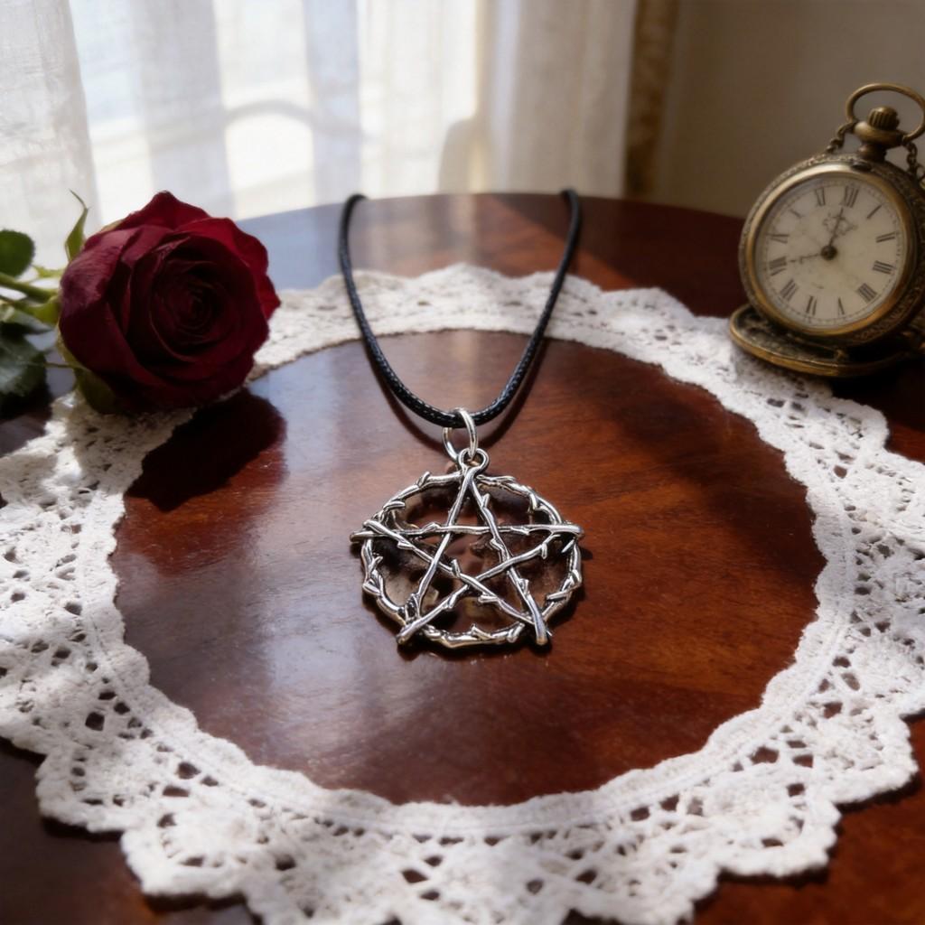 Geometric Pentagram Gothic Jewelry Necklace With Cross Chain For Womens Fashion Accessories