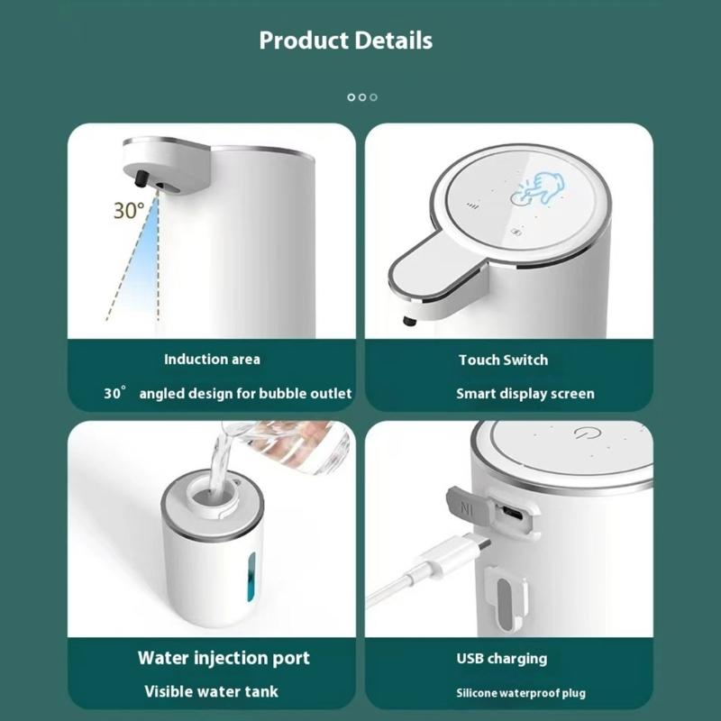 Bathroom Automatic Soap Dispenser Countertops 380ml Soap Dispenser Automatic Induction Foam Hand Washer Enduring