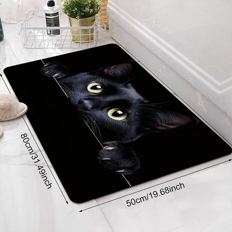 1Pcs Anti Fatigue Kitchen Rugs, Black Cat  Print Waterproof Non-Slip Thick Cushioned Kitchen Mat Heavy Duty Comfort Standing Mat for Kitchen