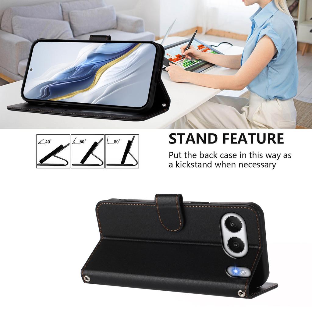 For OnePlus Nord 4 Leather Case Wallet Stand Phone Cover with Wrist Strap