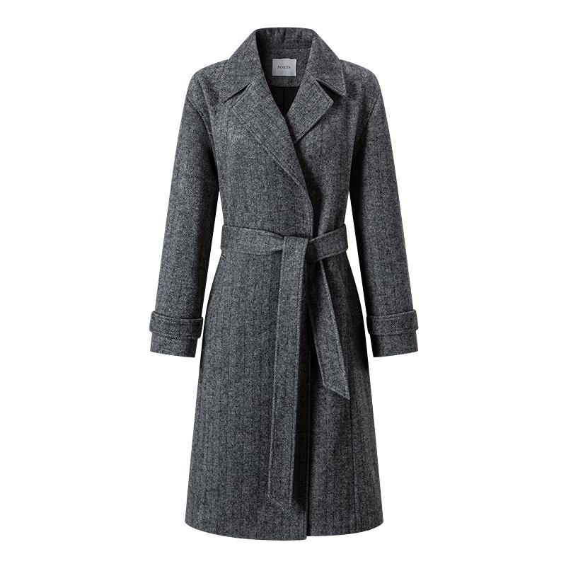 

PORTS Женское ретро двубортное пальто из смесовой шерсти L (8)