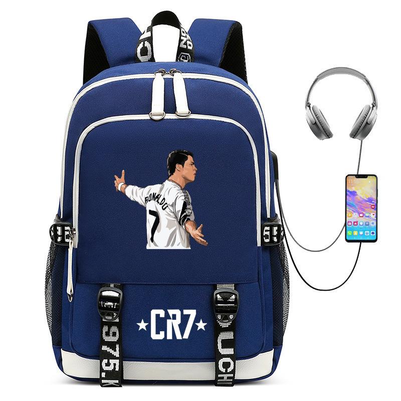 Football Star Collection Teen Primary And Secondary School Student School Bag Usb Men'S And Women'S Casual Backpack