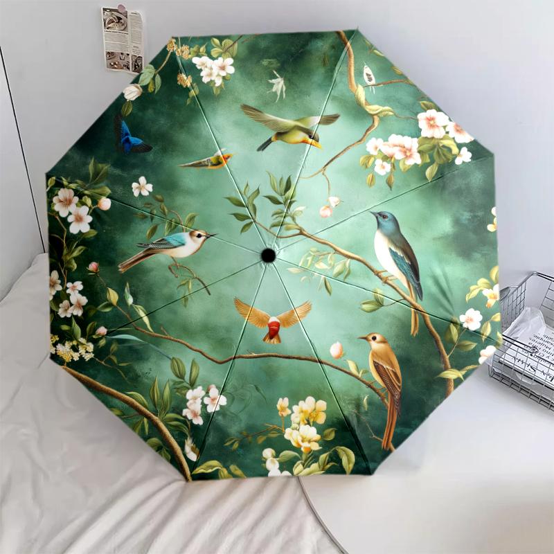 1 PC Automatic Folding Umbrella - Macaw Pattern, Portable & Foldable Design with 8 Ribs, Christmas Birthday Gifts