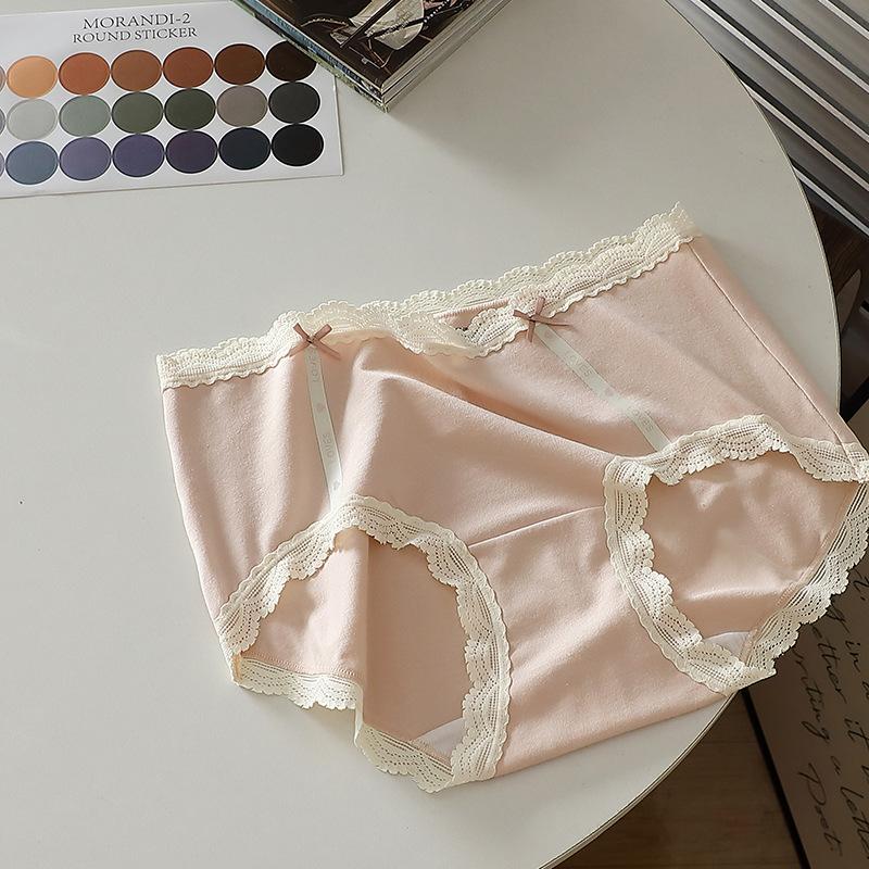 Urocze Oddychające i Bezszwowe Majtki Trójkątne Średnio Stanikowe Damskie Majtki Modalne z Kokardką