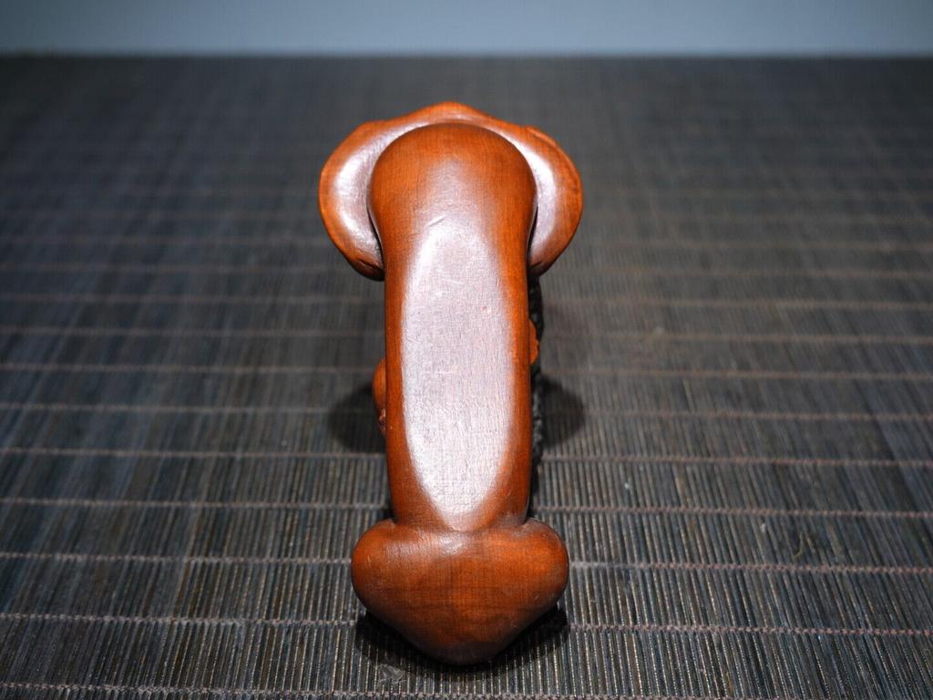 Chinese Antique Vintage Boxwood Carving Exquisite Pixiu Ruyi Statue Figurines