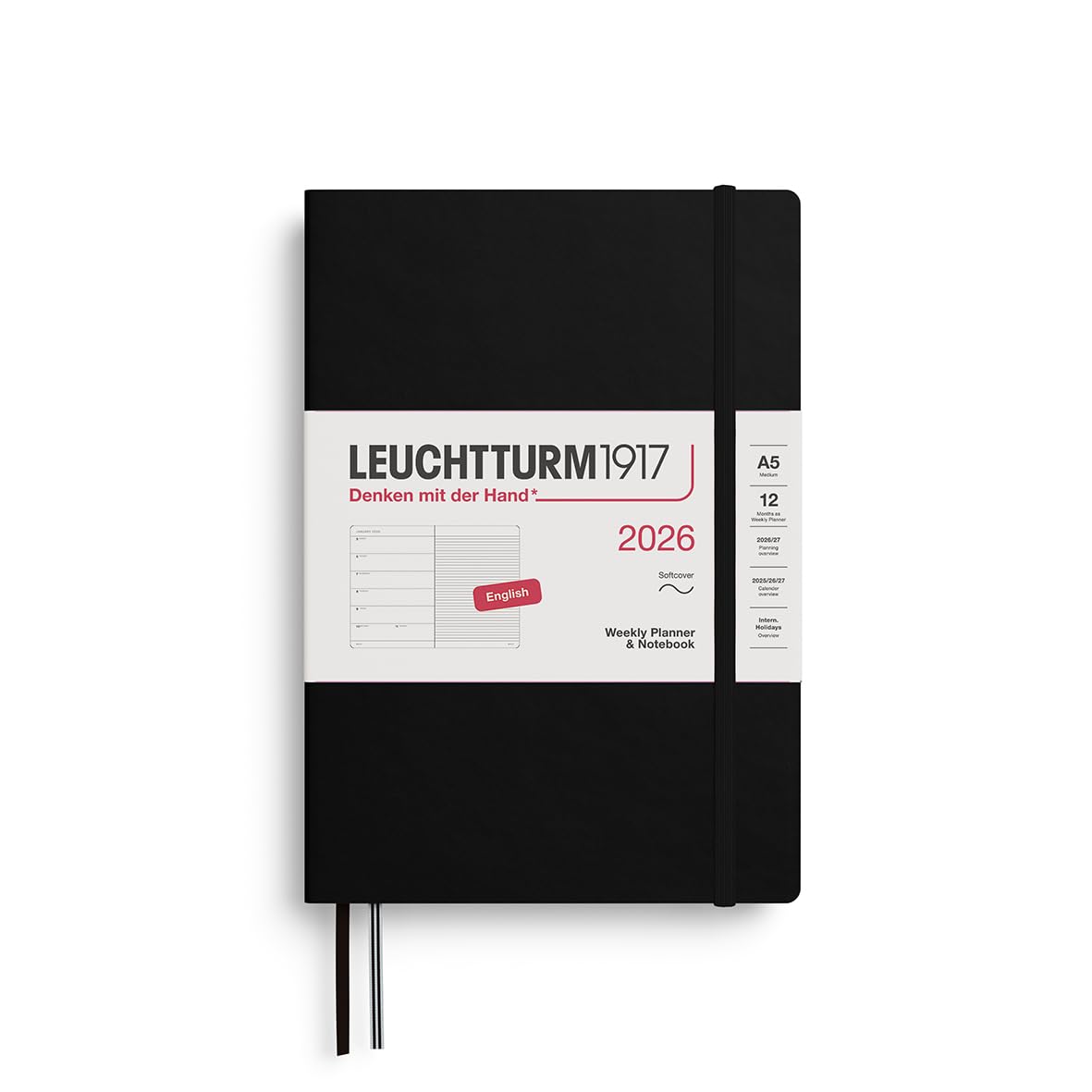 LEUCHTTURM1917 2026 1 January Start A5 Weekly Soft black 372671 чёрный