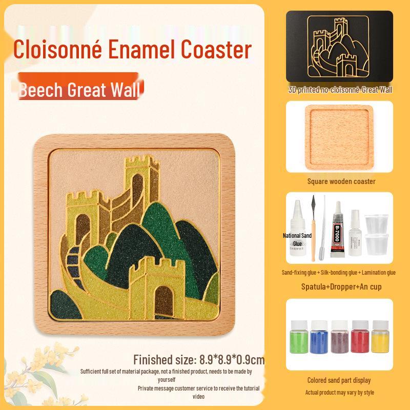 Cloisonné DIY Coaster Kit: Jingtailan No-Wire-Drawing, Chinese Style, Handmade Team Building Activity