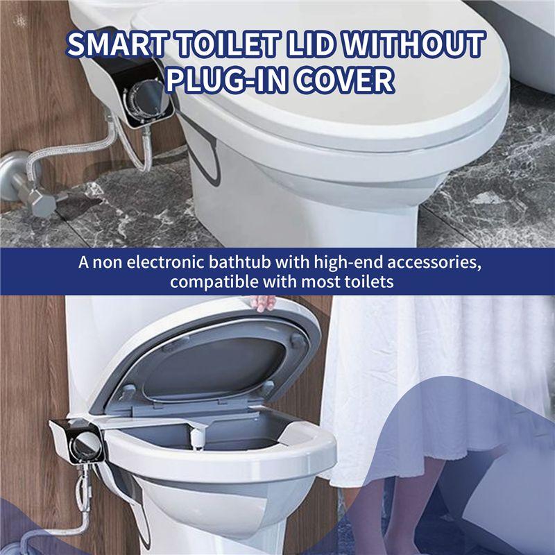 A84E-Bidet Toilet Seat Attachment Ultra-Thin Non-Electric Self-Cleaning Dual Nozzles Wash Cold Water