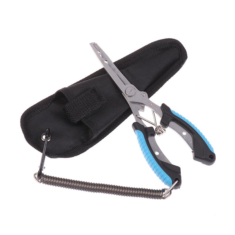 1-Piece Saltwater Fishing Pliers, Stainless Steel Multi-Tool, Curved Jaw with Braid Line Cutter & Split Ring Tip
