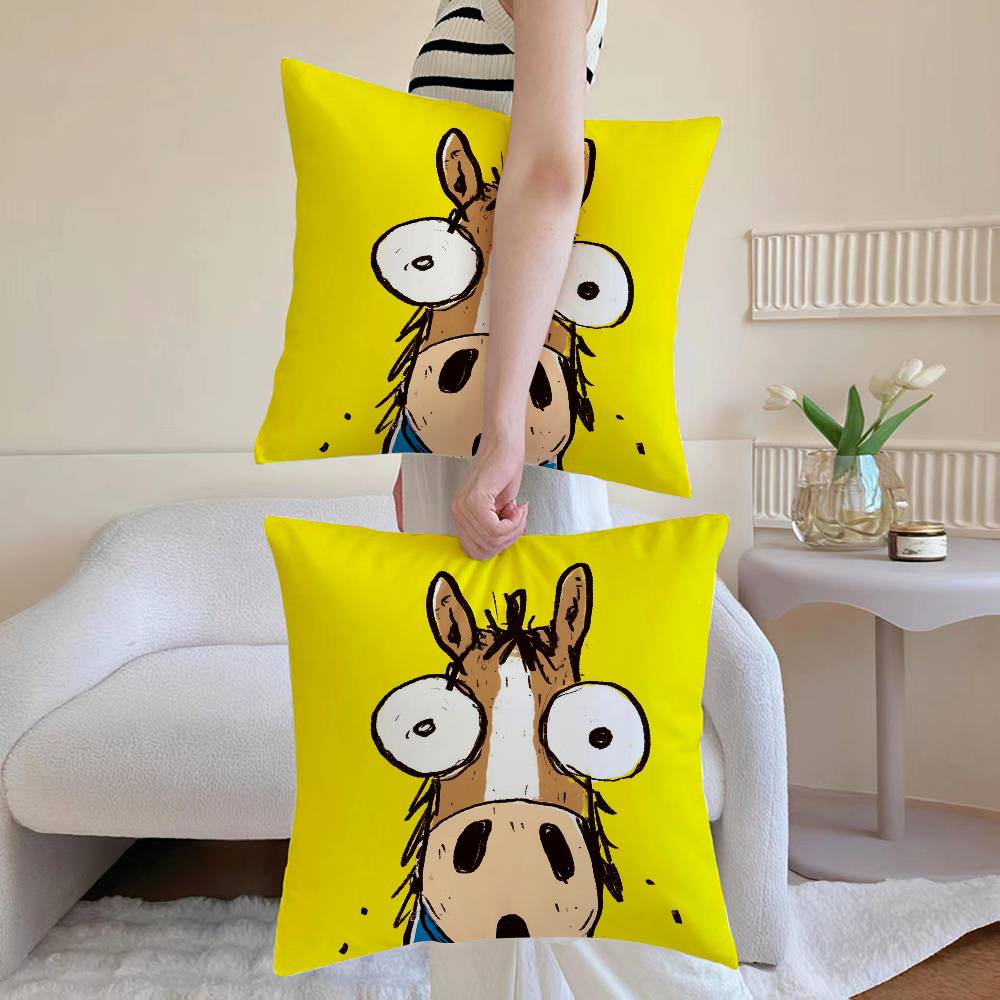 Animals Pillow Case Anti-dustmite Pillowcase Invisible Zipper Silky Sofa Cushion Cover