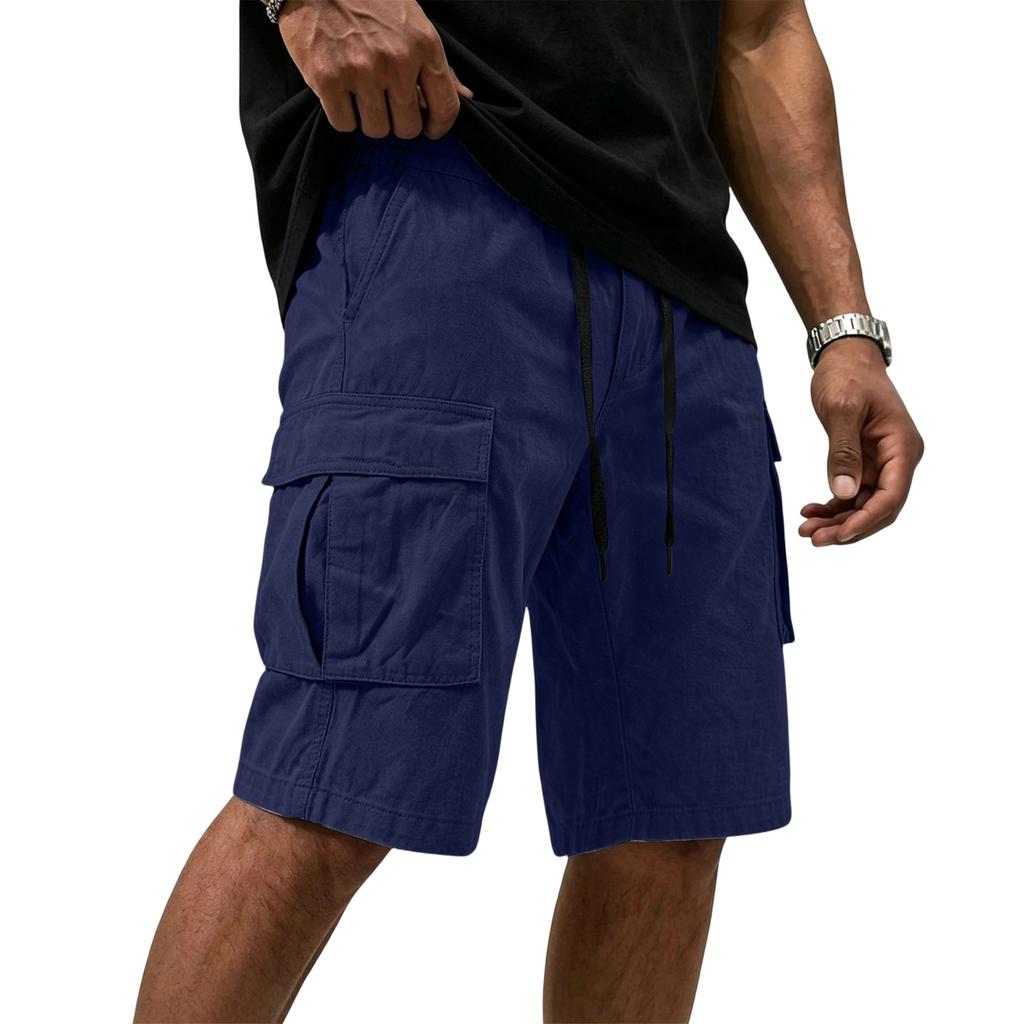 Mens Cargo Shorts Multi Pocket Drawstring Waist Relaxed Fit Workwear Style Casual Cotton Short Pants for Outdoor Activities