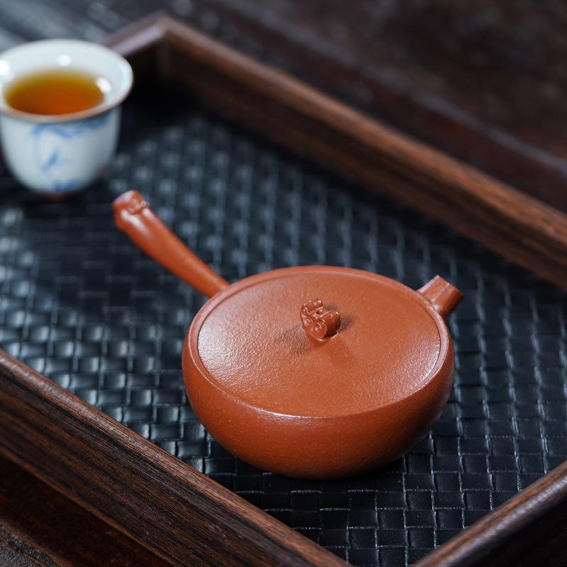 Yixing Zisha Handmade Red Jiangpo Ruyi Teapot by Renowned Artist - Ideal Tea Set Gift