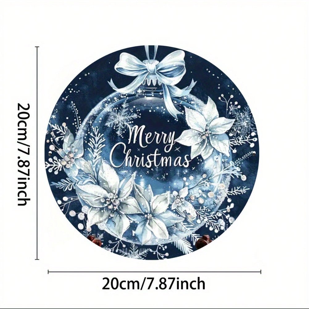 Merry Christmas Blue Metal Tin Sign Wall Art Holiday Gift Home Bar Decor