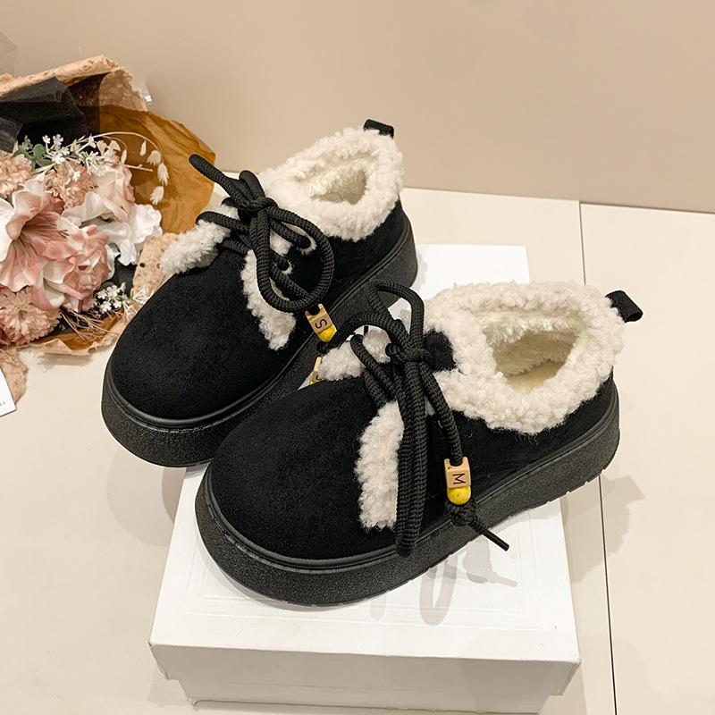 

Women s Large Size Soft Sole Winter Warm Fur One Snow Boots Padded Lined Ankle Boots Non-Slip Hiking Casual Sports Cotton Boots Fur Shoes 36 чёрный