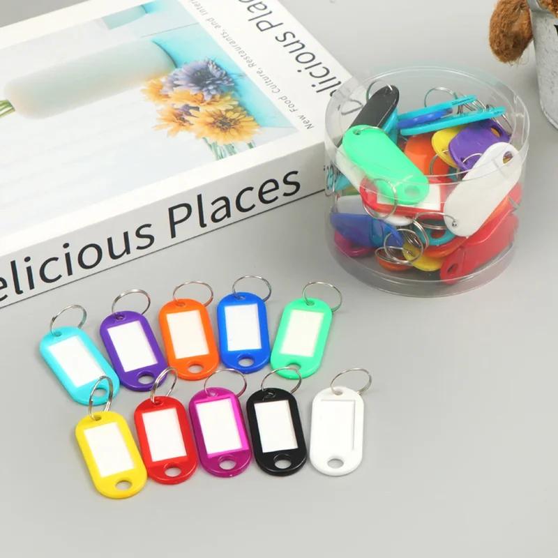 20Pcs Plastic Keychain Key Tags With Ring Label Number Name Baggage Luggage Office Stationery ID Label Name Tags With Split Ring
