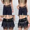 Vintage Y2k Star Rivet Pu Leather Belt With Alloy Buckle For Daily Wear