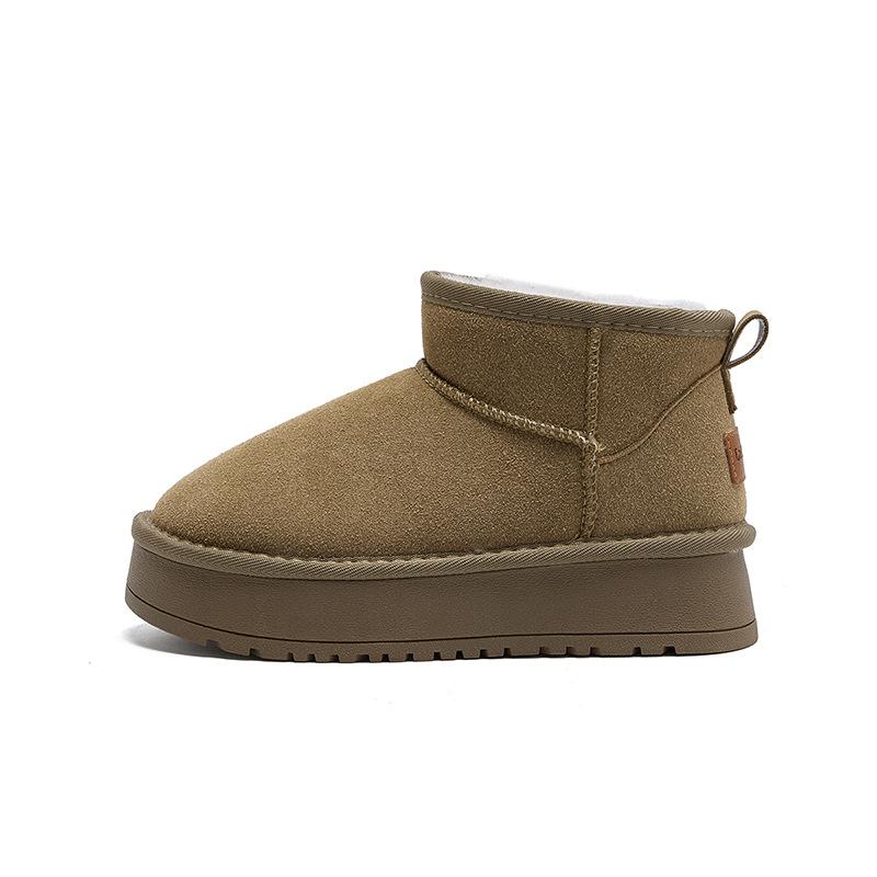 Fleece short snow boots, soft and warm cotton shoes, essential for commuting, thick-soled and high-rise medium-top windproof shoes 41 хаки
