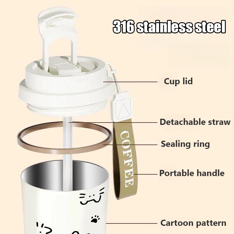 500ML Thermosflasche Kaffeetasse Auto Auslaufsicher Reise Thermobecher Vakuumflasche Edelstahl Thermos-Wasserflasche Isolierte Tassen