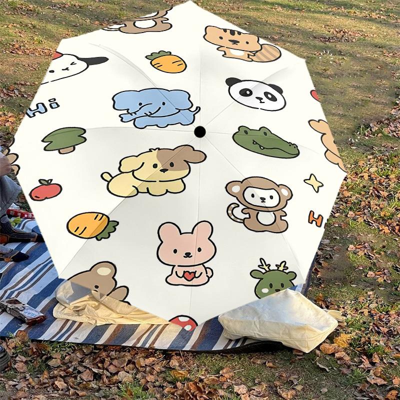 1PC Animal Cartoon Umbrella-8-Rib Reinforced Portable Folding Travel Suitable for All Seasons Outdoor Daily Use-G342