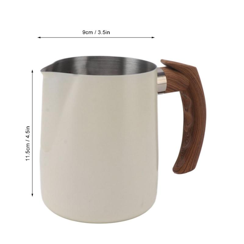 Milk Frothing Cup Inner Scale 304 Stainless Steel Dripless Spout Coffee Steaming Pitcher With Handle Matte Black 600ml