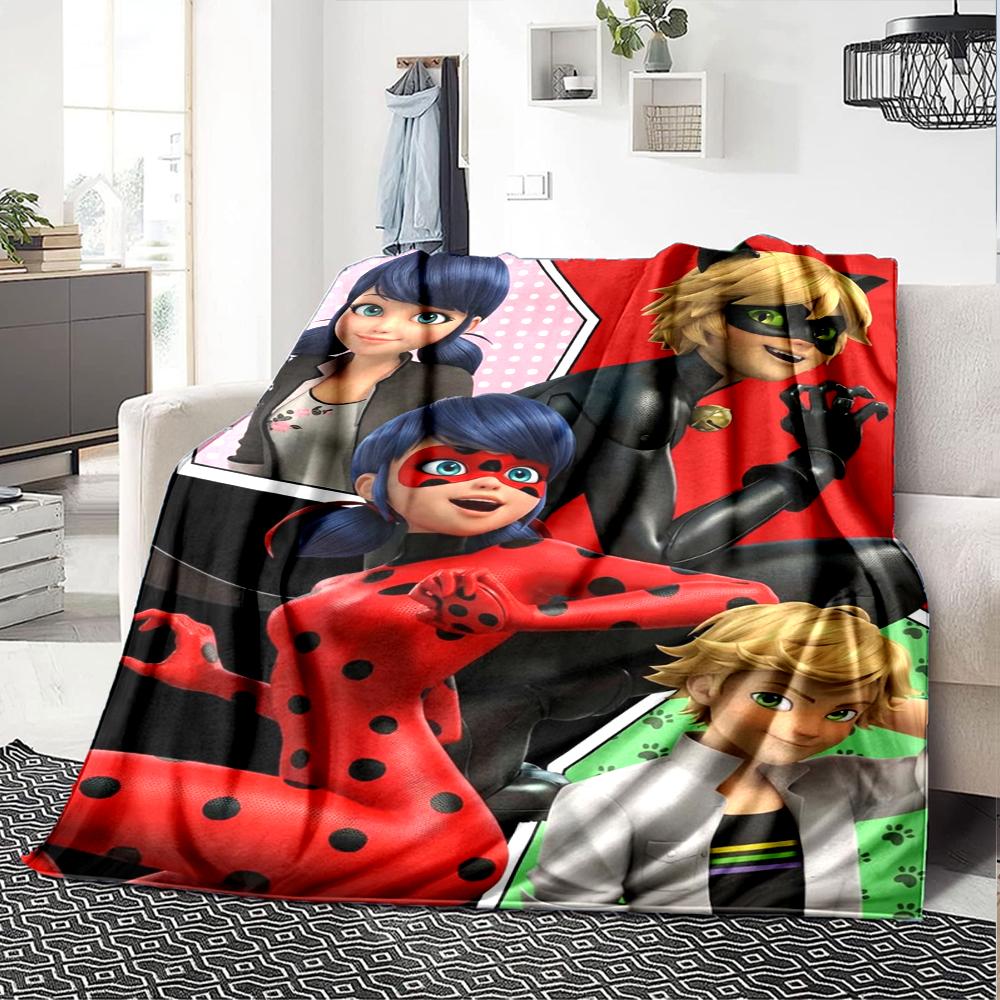 Miraculous Theme Printed Blanket - Perfect for Couch, Bed, Travel & Outdoor Use | Machine Washable, Cozy & Durable.