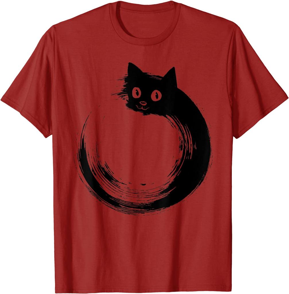 Söt Katt Zen Cirkel Meditation T-Shirt Rolig Tryckt T-shirt Bomulls T-shirts för Män Födelsedag