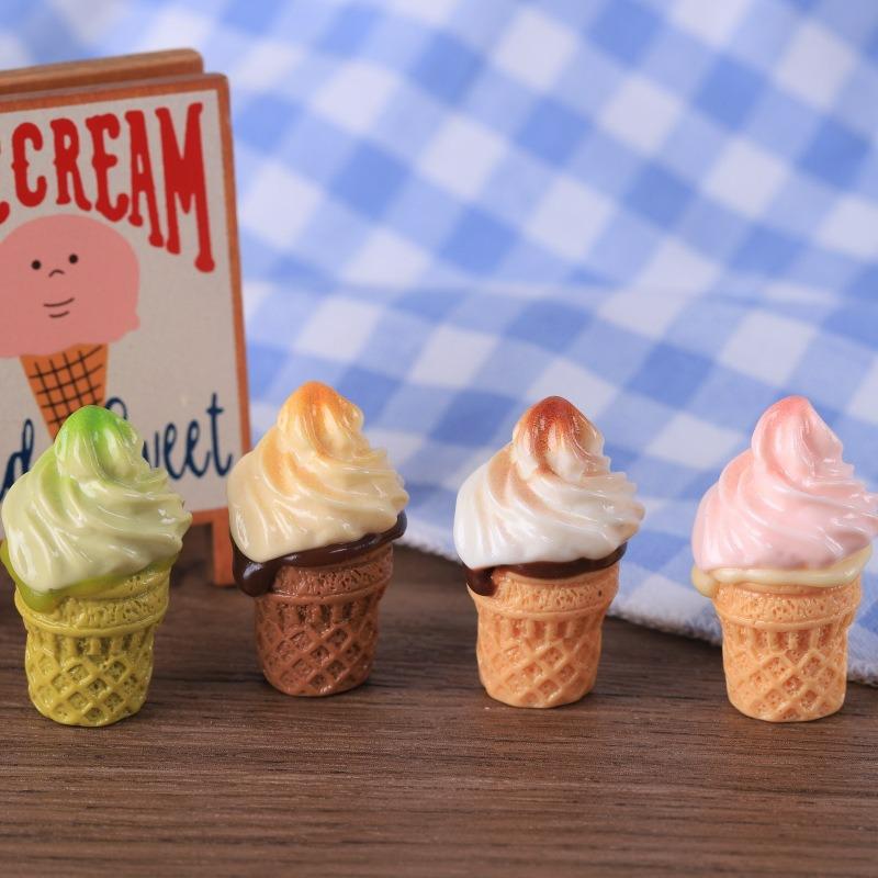 3D Ice Cream Cone Miniature Keychain Pendant Resin Ornament Decoration