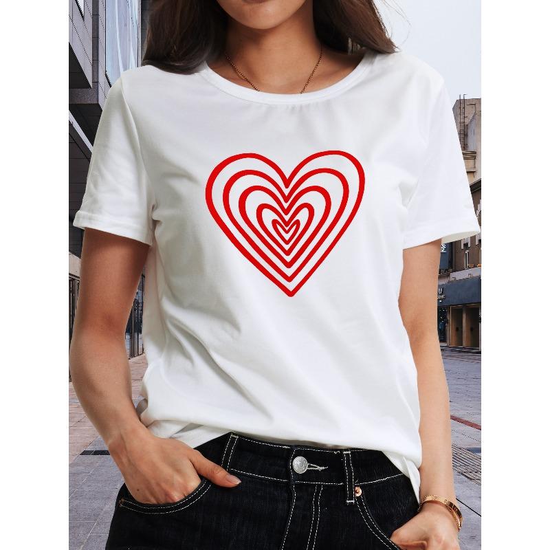 

Women S Abstract Love Artistic Style Short Sleeve T-shirt | Soft and Breathable, Moderate Elasticity, Machine Washable, S белый