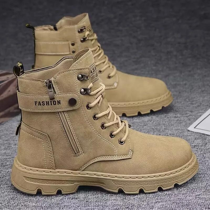 Fashion Men's Works Boots Spring Autumn Anti-slip Waterproof Male Sneakers Desert Tactical Boots Outdoor Travel Wear-resistant Man Shoes