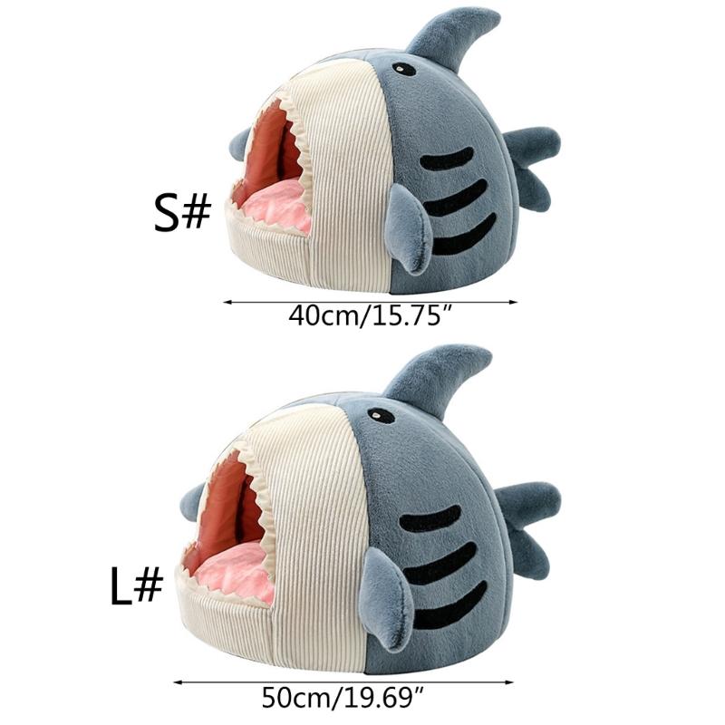 Cats Tent Bed House for Indoor Small To Large Cats Soft Cute Shark Shape with Anti-Slip Bottom Machine Washable Cushions