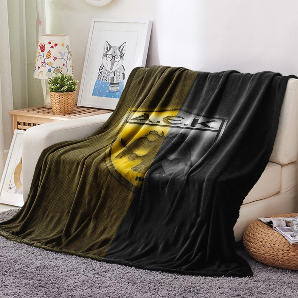 Coperta in Flanella con Logo AEK Atene F.C., Alta Qualità, Confortevole per Tutte le Stagioni, Arredamento per la Casa, Calore e Comfort