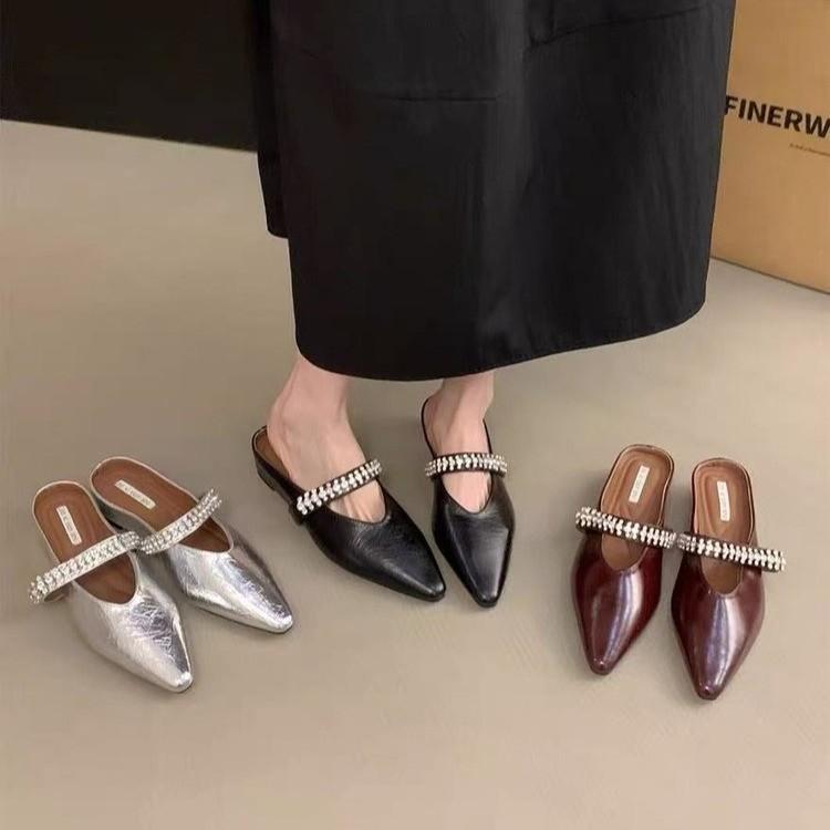 Fashion Women's Slippers New Style Fashionable High-quality Flat Shoes Casual Rhinestone Decoration Luxury Designer's Women's Shoes