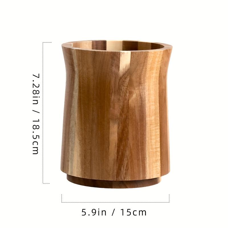 

360-Degree Rotating Utensil Holder Spoons Spatulas Chopstick Wooden Round Countertop Organizer Kitchen Storage Accessories