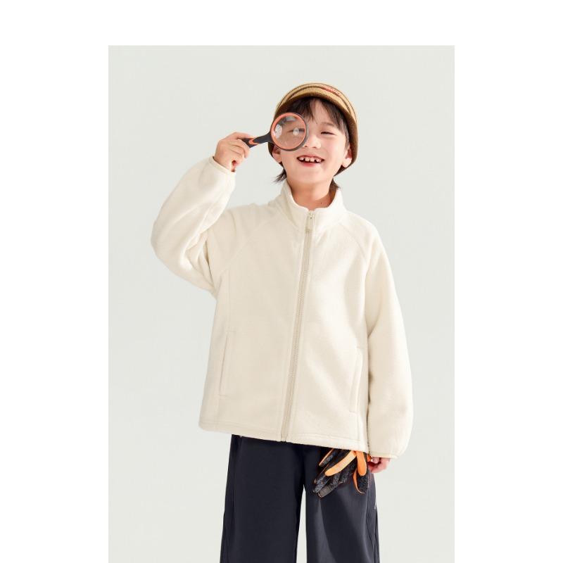 Boy S Fleece Jacket Stand Collar Long Sleeve Casual Autumn School Outerwear