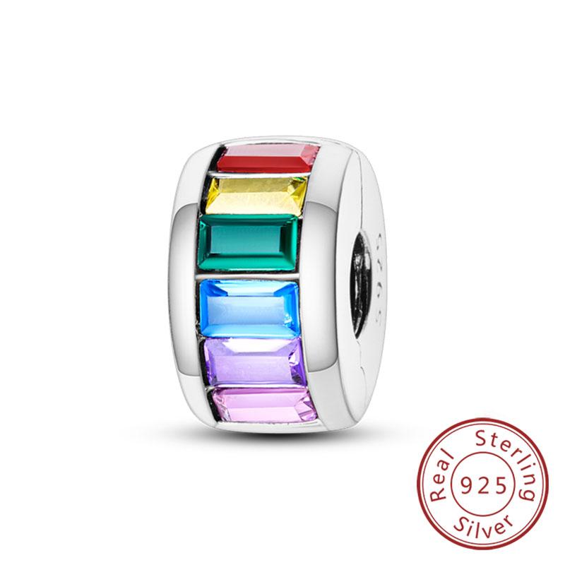 Fit Original Charms Beads Copper Clip Charms Zircon Silicone Spacer Beads For Bracelet Women Diy Gift Party