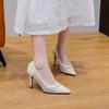 Crystal High Heels Banquet Wedding Dress Sequins Embroidered Lace Bridal Shoes Handmade Wedding Points Party Bridesmaids Women's Shoes