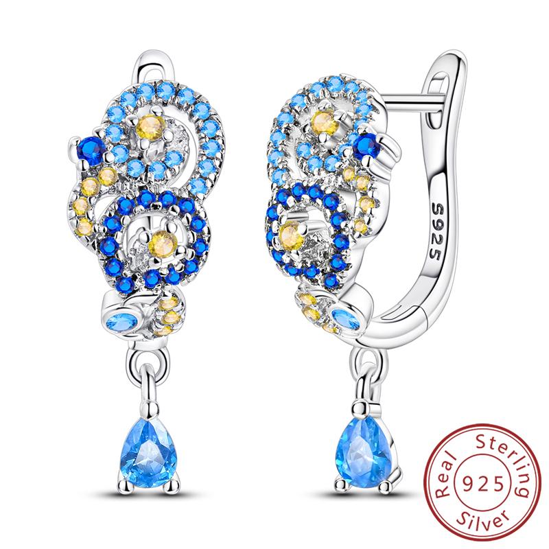 925 Silver Earrings Starry Pearl Devil Eye Simple Drop Stud Hoop Earrings for Women Girl Fashion Jewery Accessories