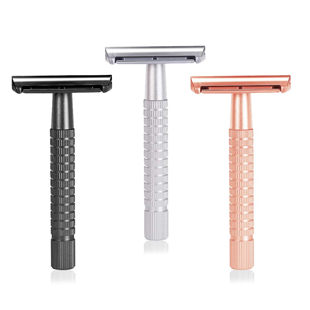Kurzer Griff Aluminiumlegierung Klassischer Sicherheitsrasierer Doppelklingen-Rasierer für Männer mit 5 Super-Klingen