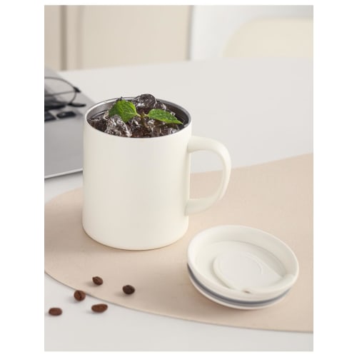 Thermos Tumbler, Stainless Steel Vacuum Insulated Mug, 300ml, with Handle and Lid (Purple)