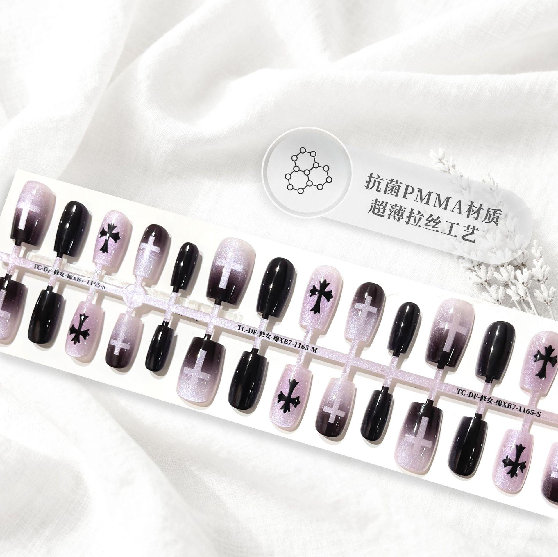 

Cat Eye Detachable Gothic Manicure Stickers - Dark White Holy Light Oracle False Nail Tips