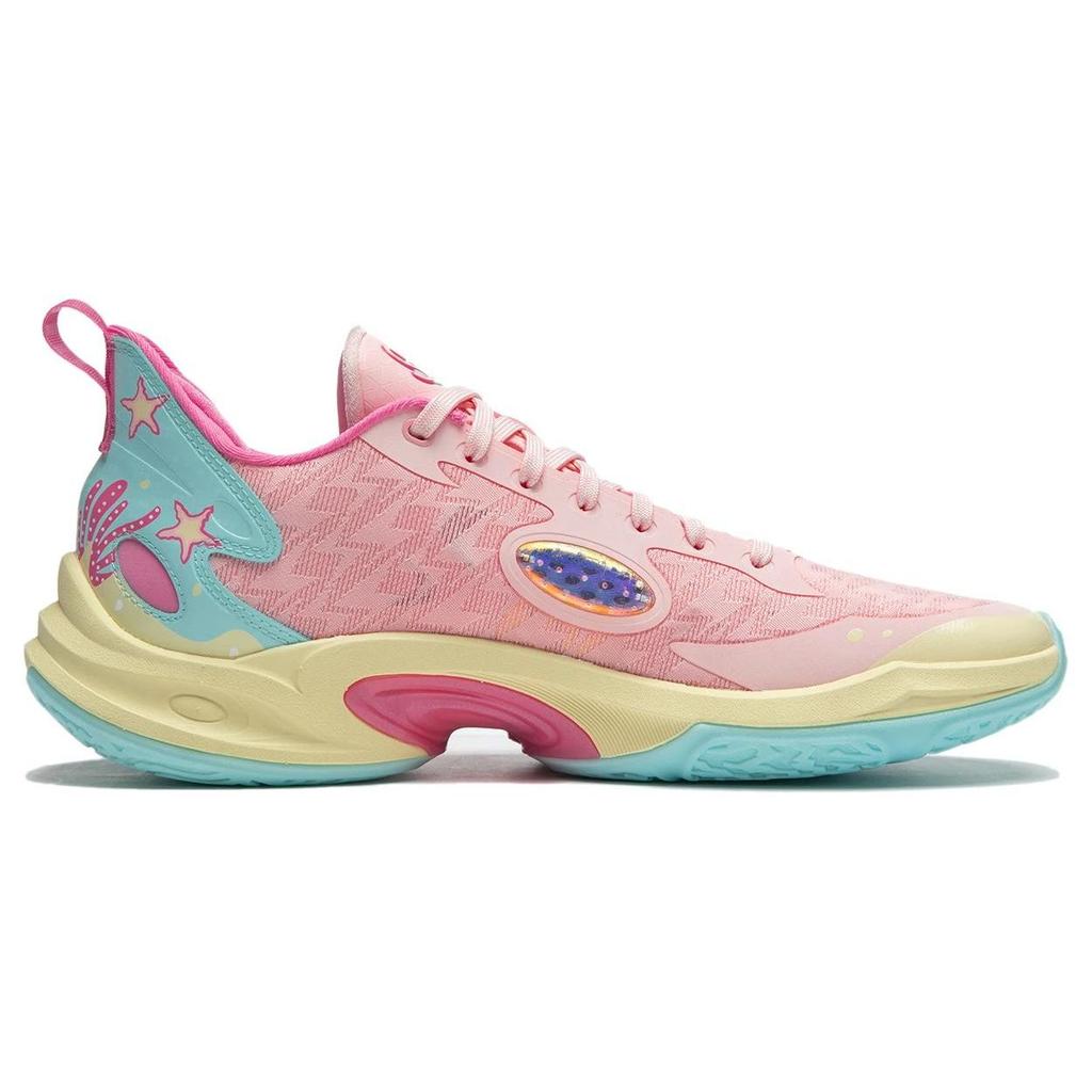 Li-Ning Super Lightweight 2024 Shock Absorption Non-Slip Wear-Resistant Lightweight Rebound Low-Top Basketball Shoes Men Sneaker Pink Blue ABAU011-8